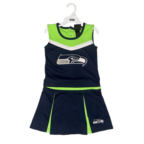 Seattle‎ Seahawks 4T Toddler Cheerleader Outfit Uniform 2 Piece NWOT - Picture 1 of 2